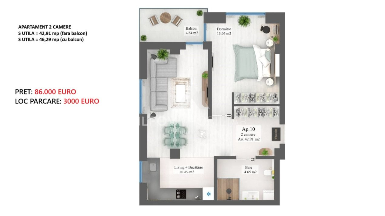Westside Residence Otopeni, apartament 2 camere
