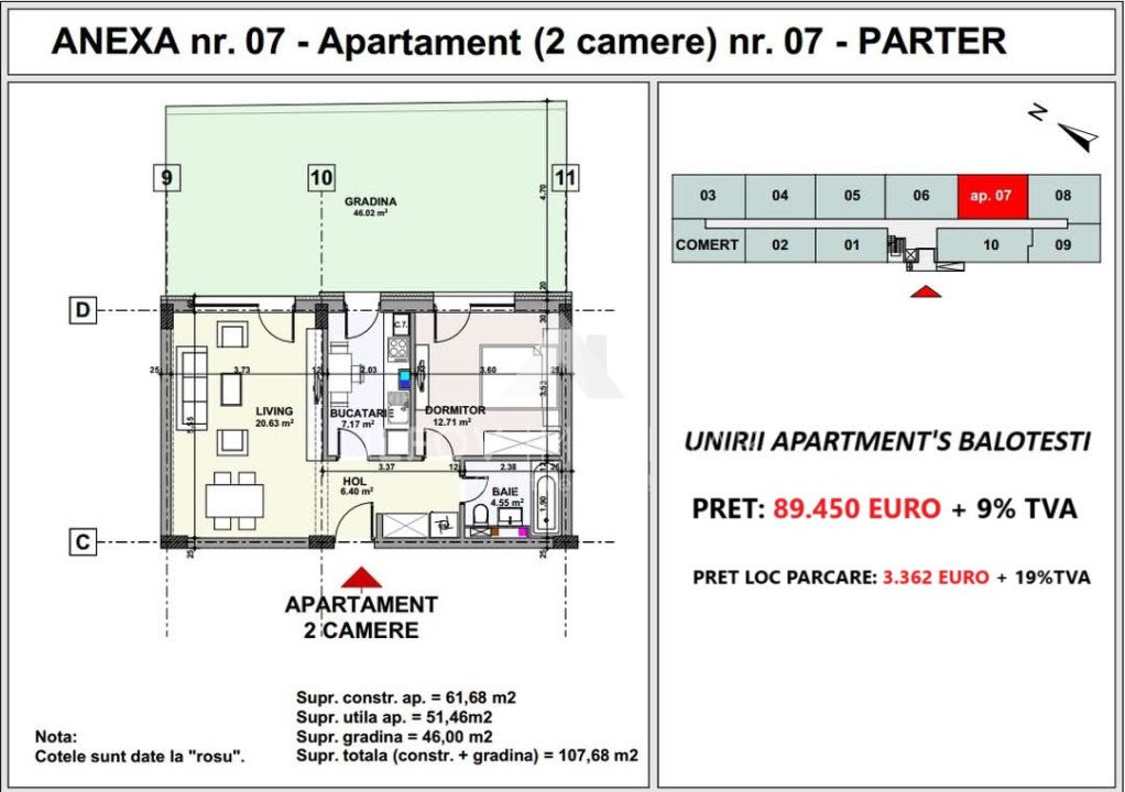 APARTAMENT 2 CAMERE CU GRADINA, UNIRII APARTMENT'S BALOTESTI