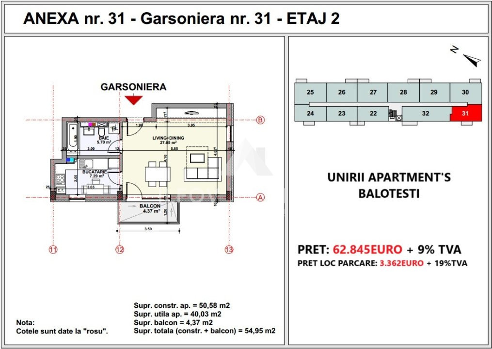 GARSONIERA UNIRII APARTMENT'S BALOTESTI, LANGA DN1, VALUE CENTRE SI THERME