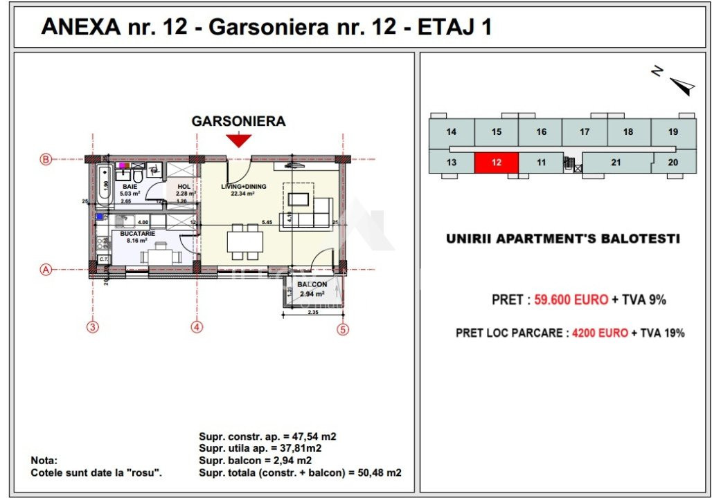 Garsoniera Balotesti central, Unirii Apartment's Balotesti 