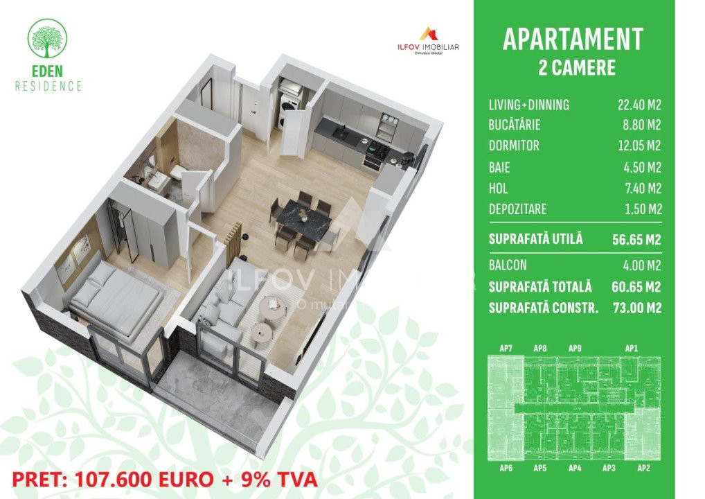 Eden Residence Otopeni - Apartamente 2 camere, langa metrou
