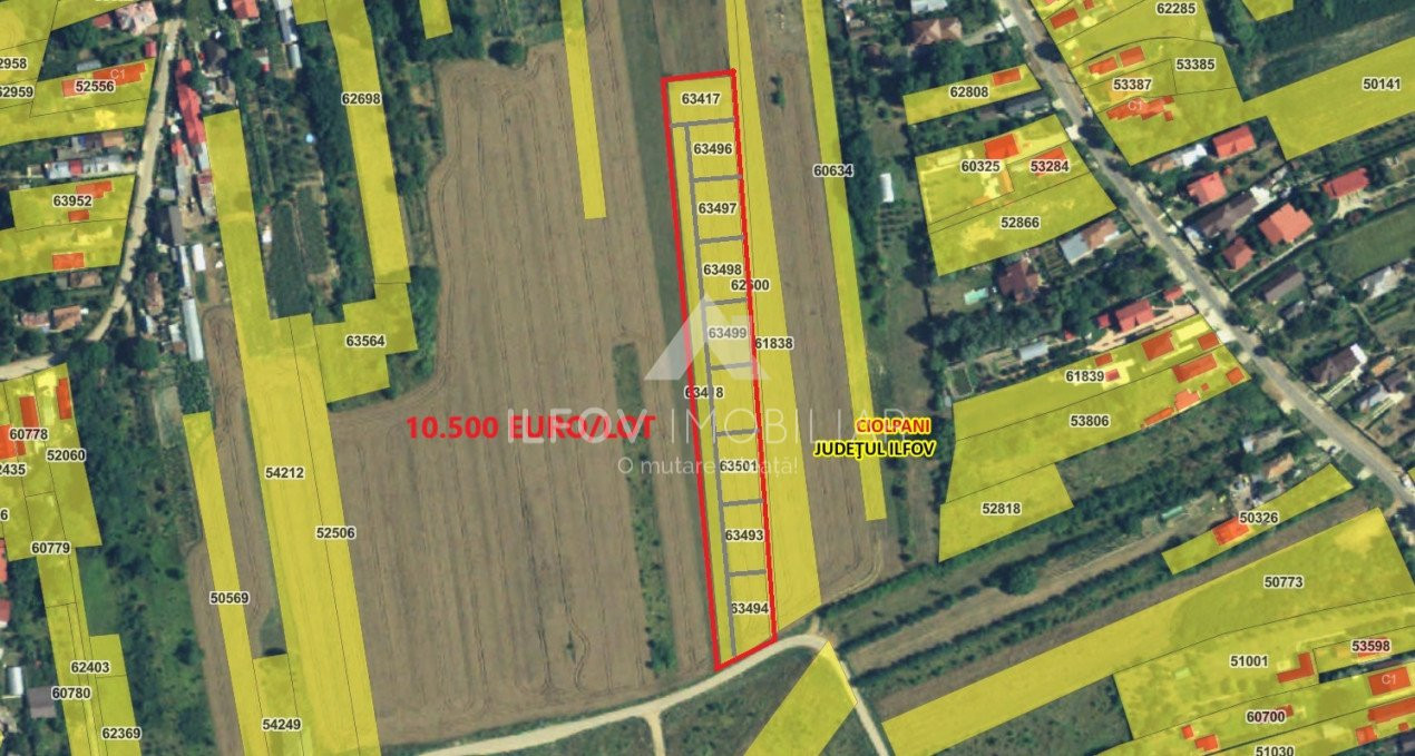 Teren intravilan 6525mp, dezmembrat 9 loturi, asfalt