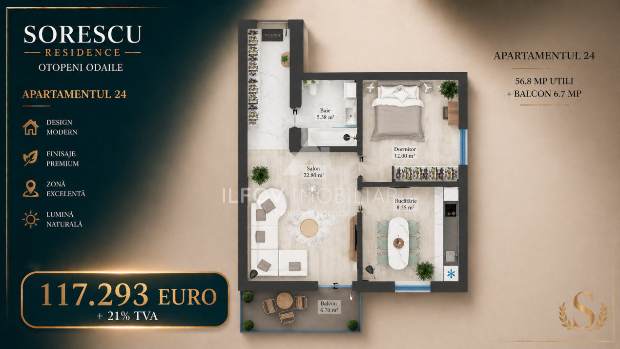 Sorescu Residence - Apartamente cu 2 camere, parcare, mutare imediata