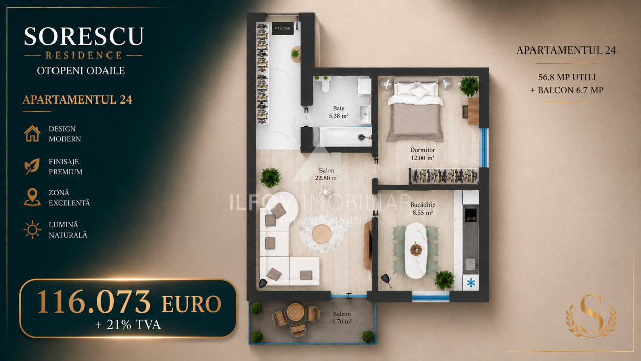 Sorescu Residence - Apartamente cu 2 camere, parcare, mutare imediata