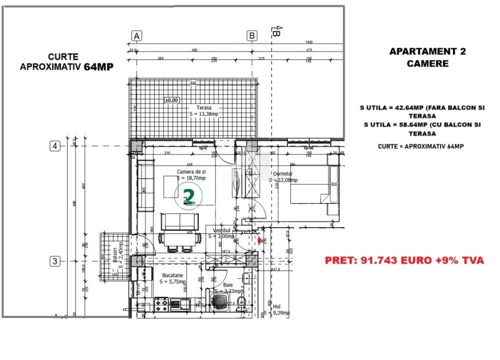 Apartament 2 camere cu curte, Westside Otopeni