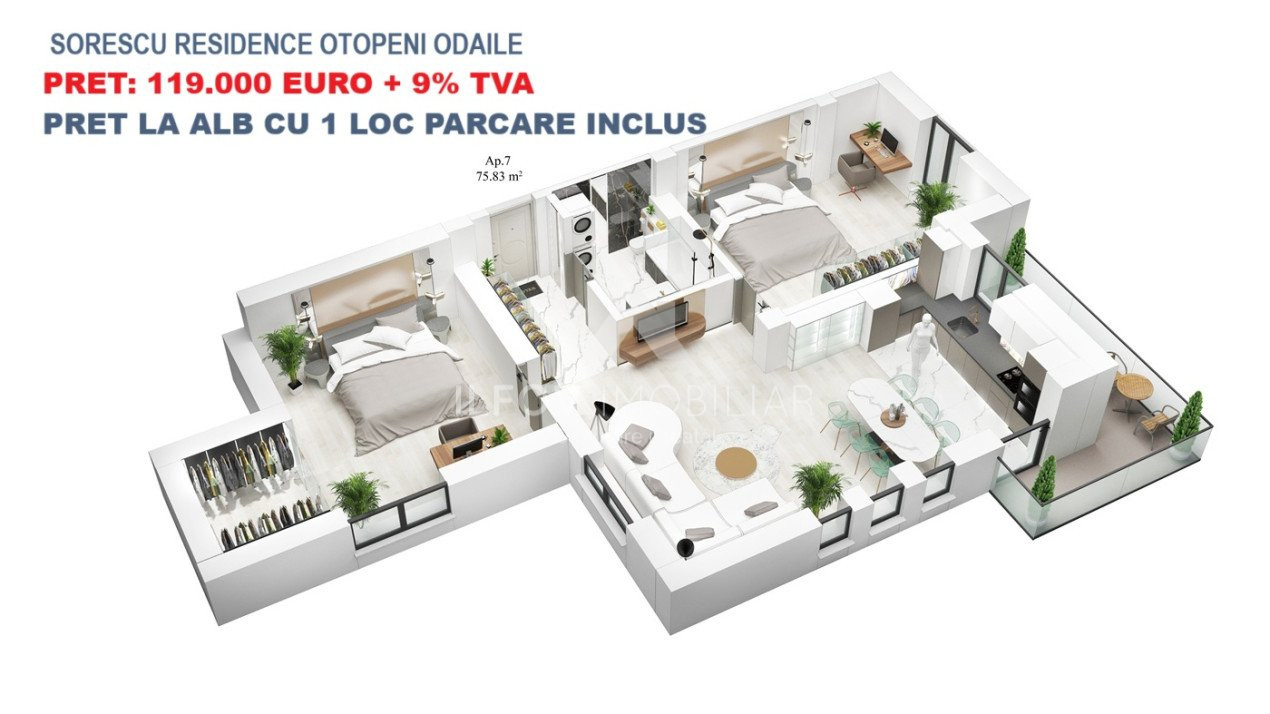 Apartamente cu 3 camere cu terasa, lift, langa parc 1 Mai