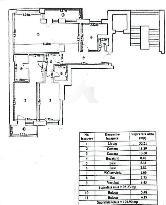 Apart. 3 camere central Otopeni, 105 mp, utilat mobilat lux, parcare