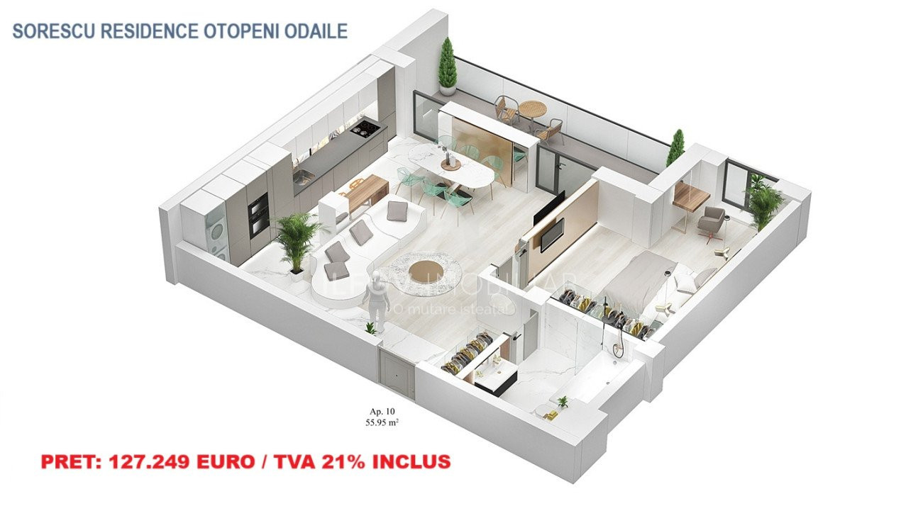 Apartamente cu 2 camere cu terasa, lift, langa parc 1 Mai
