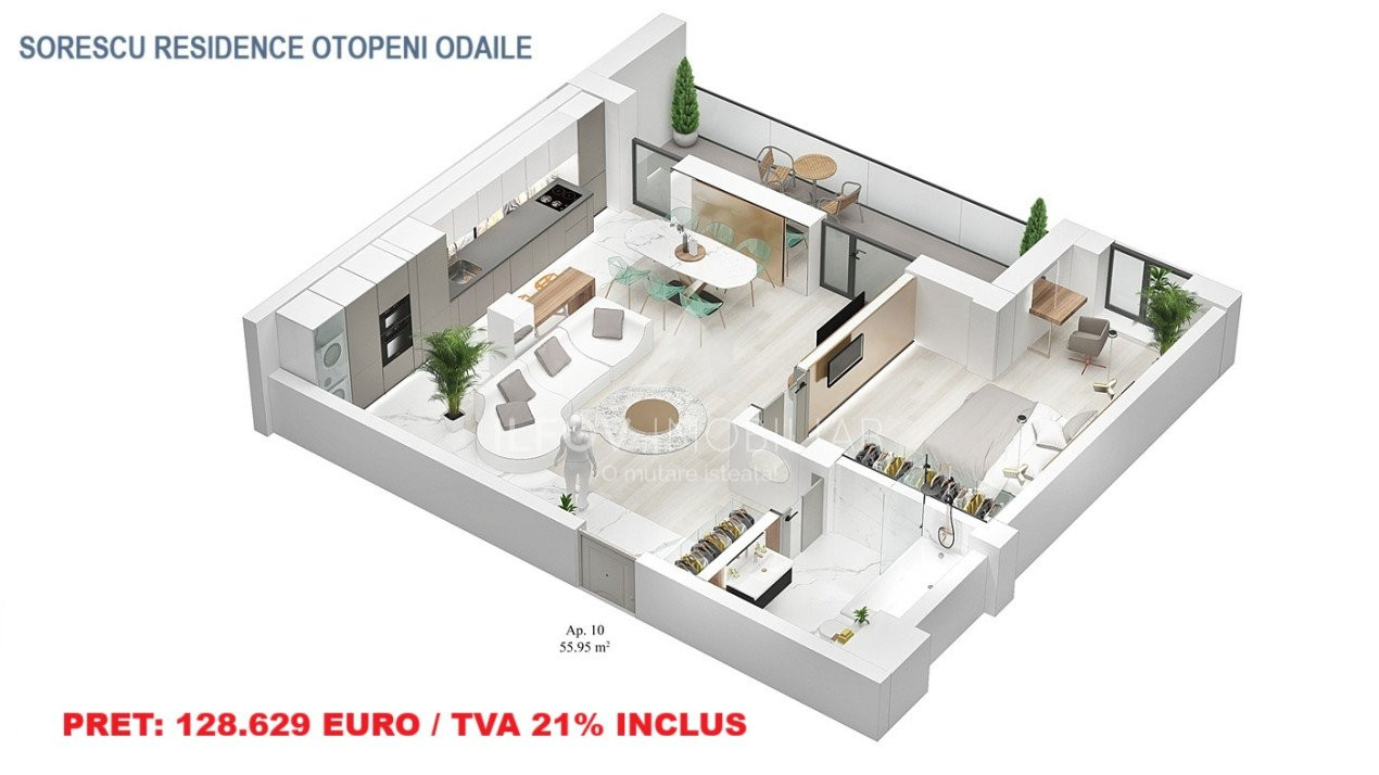 Apartamente cu 2 camere cu terasa, lift, langa parc 1 Mai