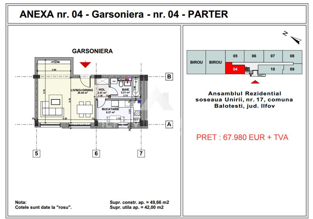 Garsoniera Balotesti central, Unirii Apartment's Balotesti 