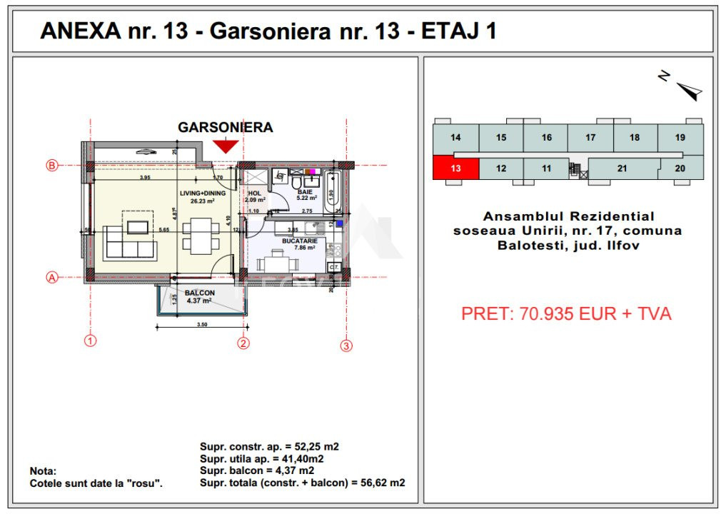 Garsoniera Balotesti central, Unirii Apartment's Balotesti 