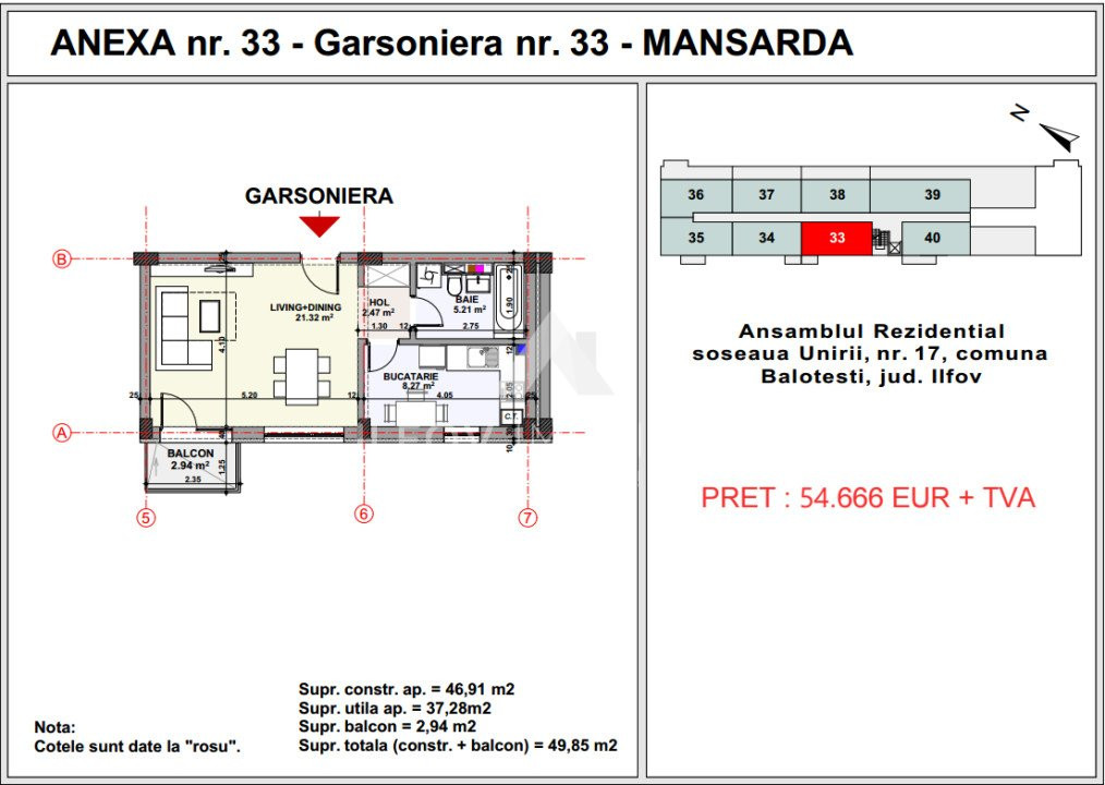 Garsoniera Balotesti central, Unirii Apartment's Balotesti 