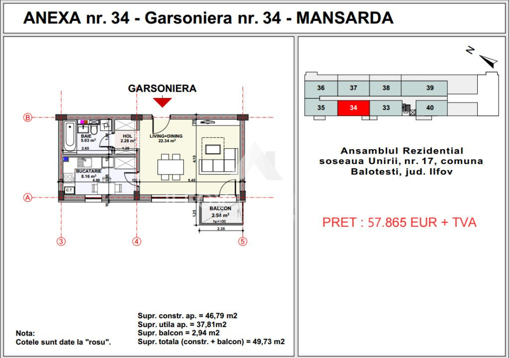 Garsoniera Balotesti central, Unirii Apartment's Balotesti 