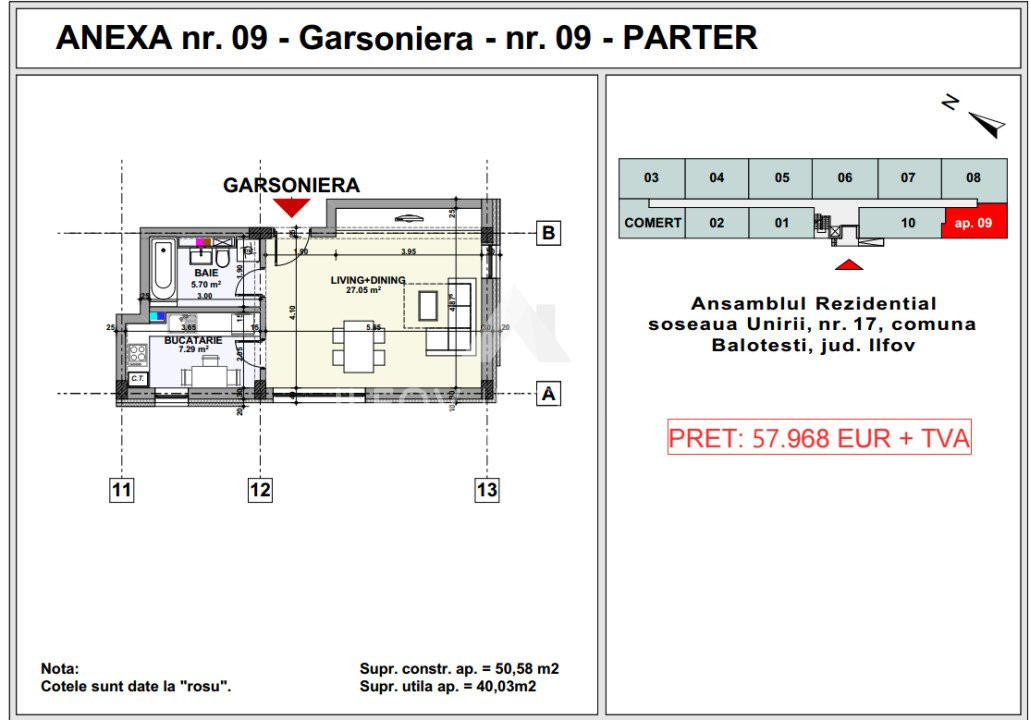 Garsoniera Balotesti central, Unirii Apartment's Balotesti 