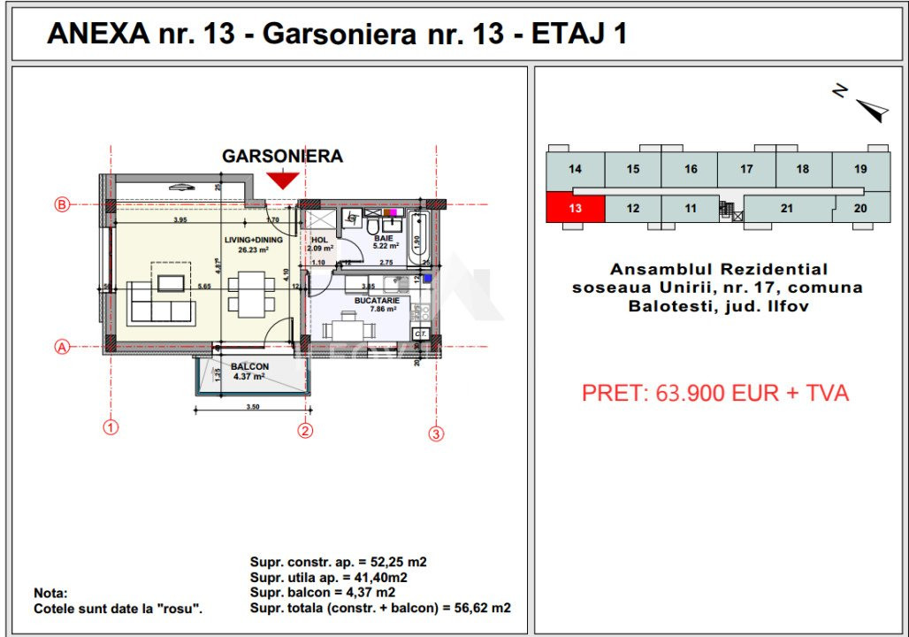 Garsoniera Balotesti central, Unirii Apartment's Balotesti 