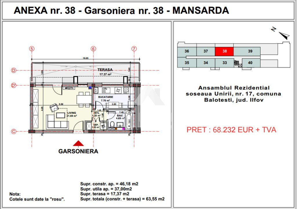 Garsoniera Balotesti central, Unirii Apartment's Balotesti 
