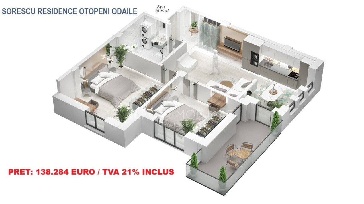 Apartamente cu 3 camere cu terasa, lift, langa parc 1 Mai