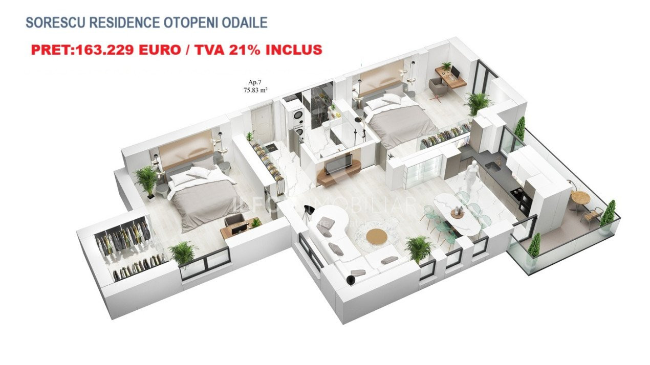 Apartamente cu 3 camere cu terasa, lift, langa parc 1 Mai