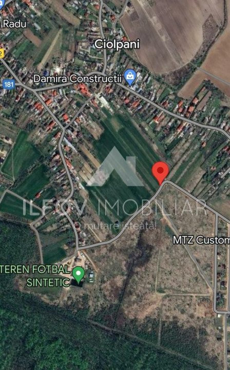 Lot teren Ciolpani 536mp + cota drum 188mp, asfalt, apa si canal