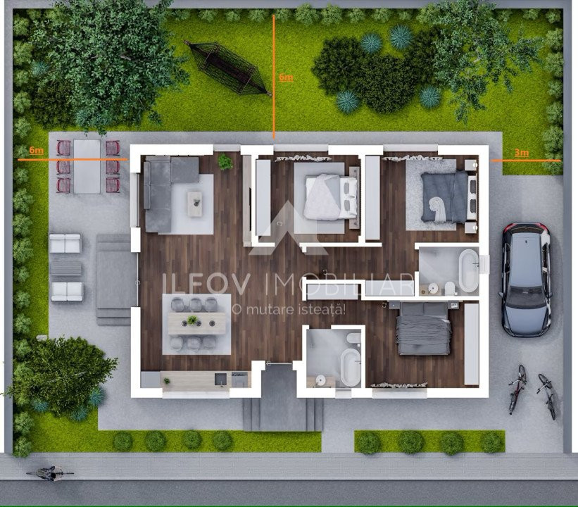 Tunari, casa parter, 120mp, lot 337mp, Green Place