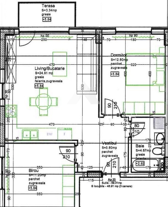 Apartament 3 Camere Tunari, 1 Decembrie, utilat si mobilat, loc parcare