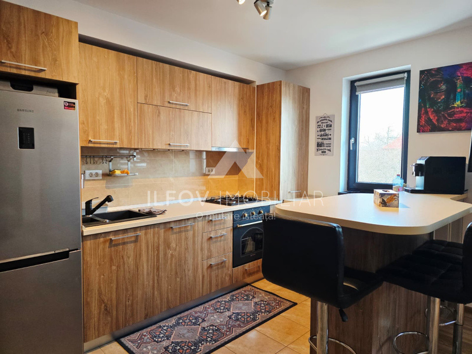 Apartament 2 camere Otopeni, utilat si mobilat, 2bai, parcare, etaj 1