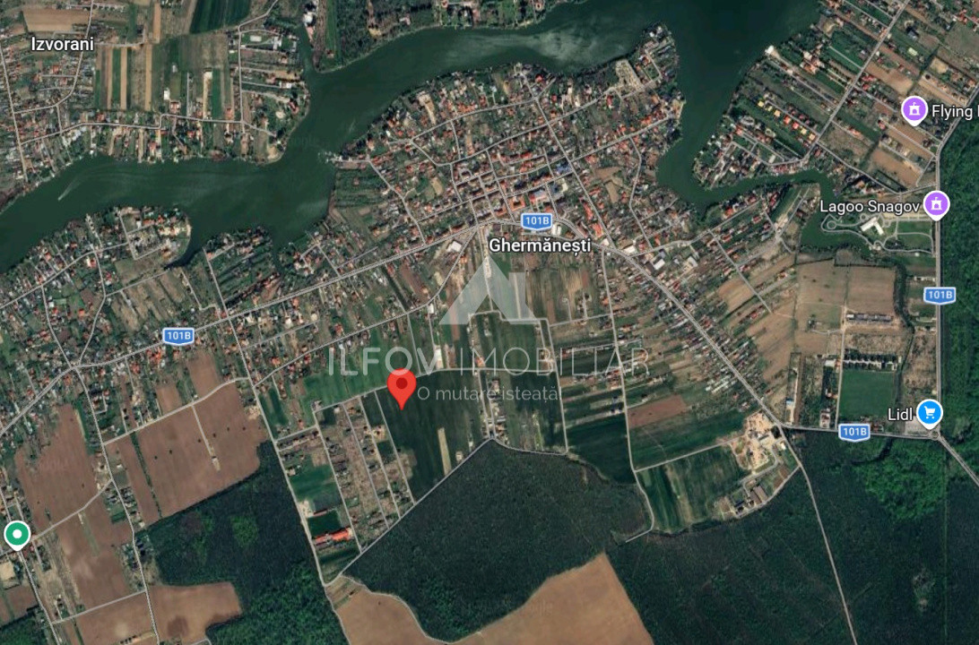 Teren Ghermănești-Snagov 1250mp, deschidere 37.5ml, lângă pădure