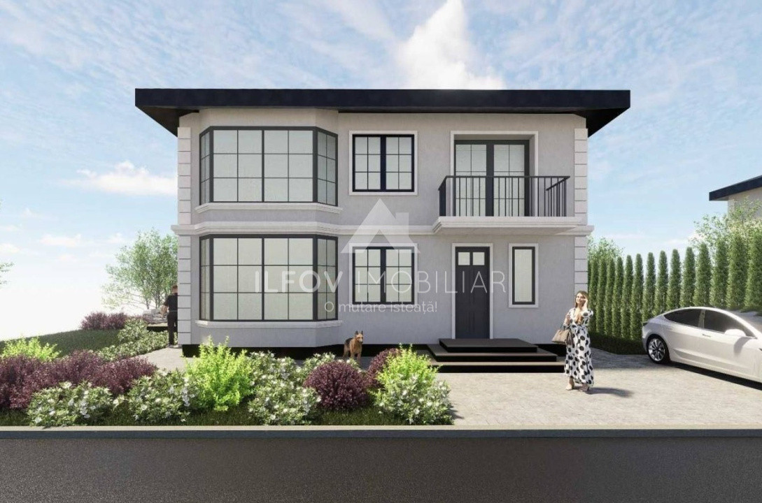 Vilă superbă P+1 Tunari 171mp, 4 camere, curte proprie, 396 mp teren