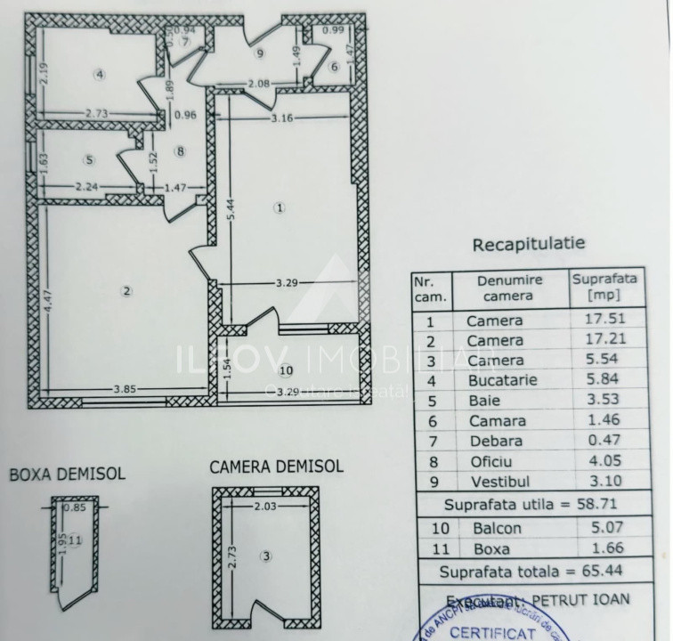 Apartament 2 cam Floreasca, 58.7mp, centrală proprie, renovat, decomandat, boxă