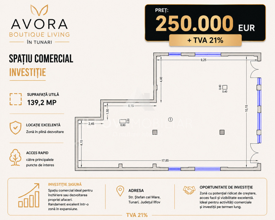 Spatiu Comercial stradal Tunari langa Cosmpolis 