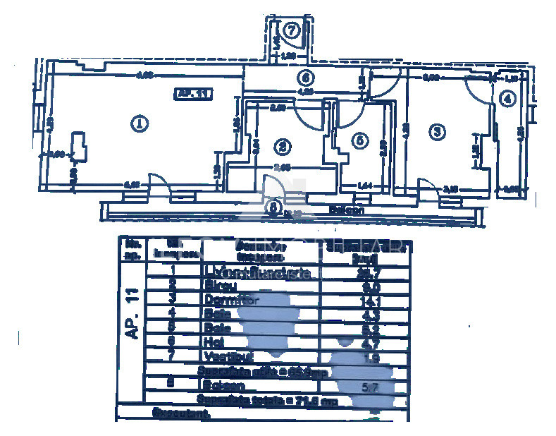 Otopeni, Central, Apartament 3 camere, 71,6mp, loc parcare, mobilat, centrală