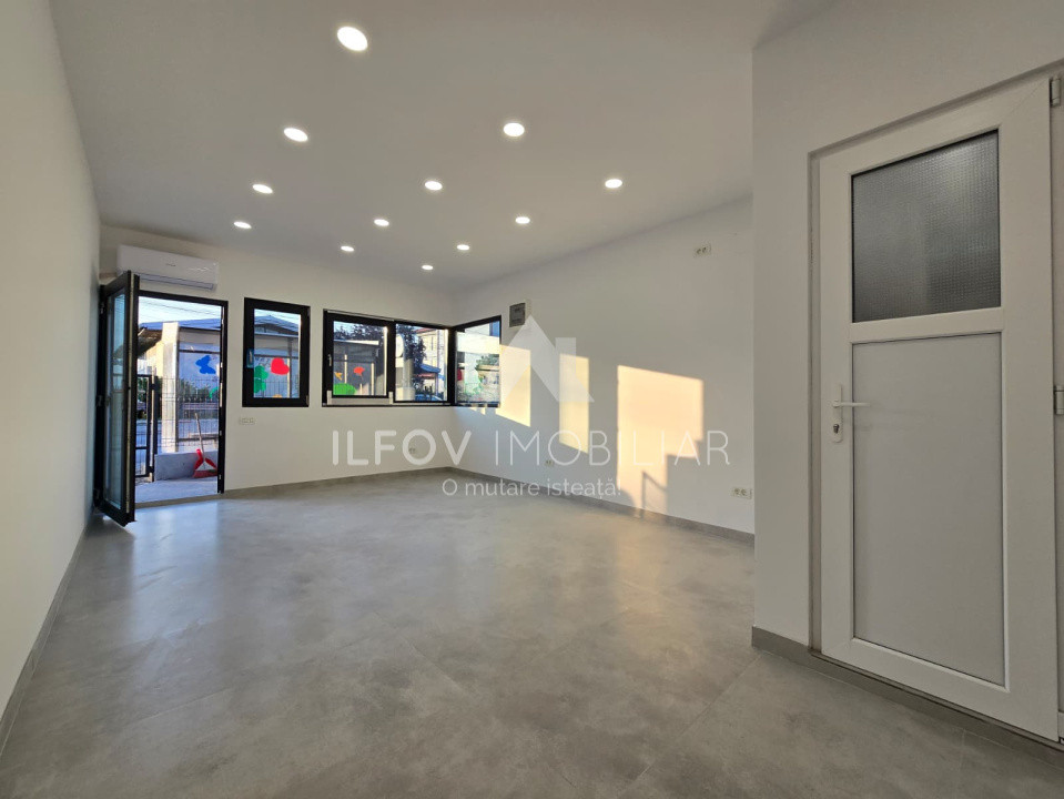 Spatiu comercial central Balotesti, 21.3 mp, curte 25mp, complet renovat