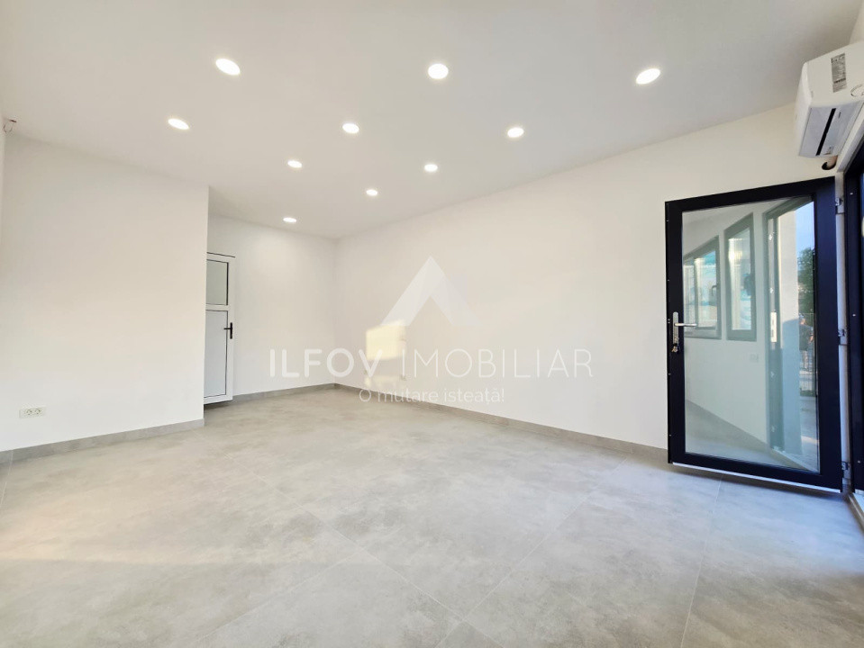 Spatiu comercial central Balotesti, 21.3 mp, curte 25mp, complet renovat