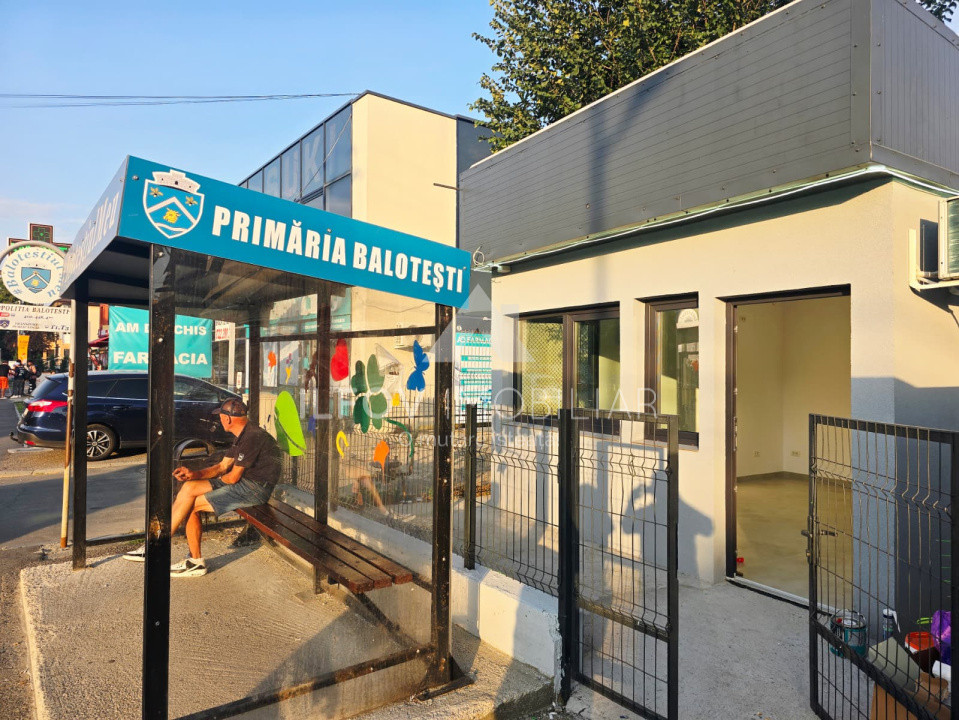 Spatiu comercial central Balotesti, 21.3 mp, curte 25mp, complet renovat
