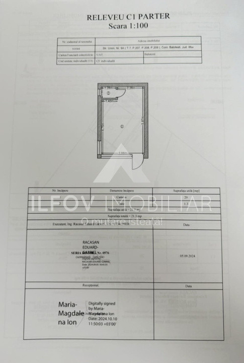 Spatiu comercial central Balotesti, 21.3 mp, curte 25mp, complet renovat