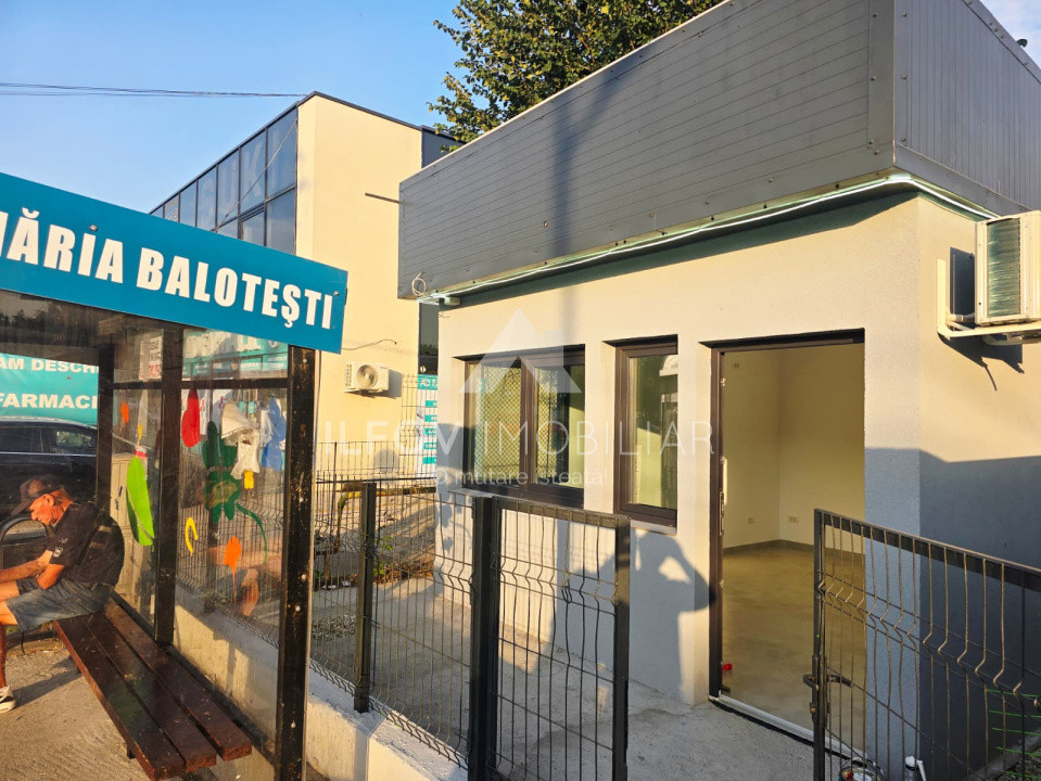 Spatiu comercial central Balotesti, 21.3 mp, curte 25mp, complet renovat