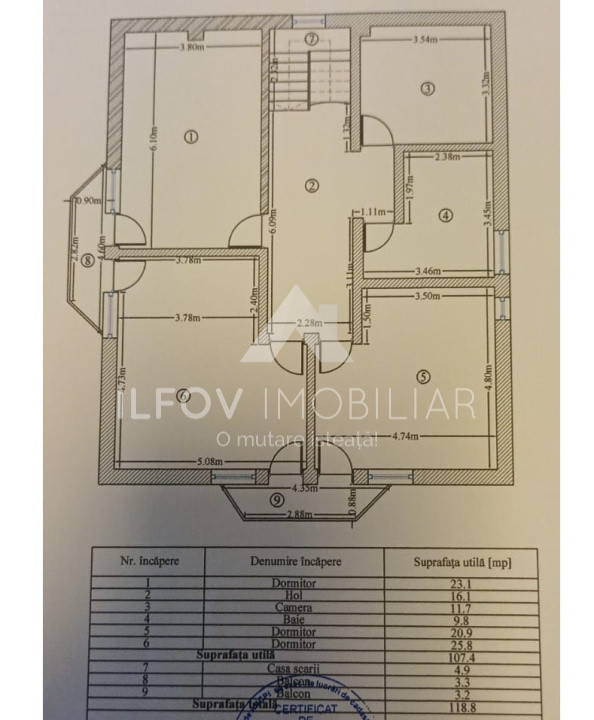 Casă individuală cu etaj Balotești, 810mp teren, livadă, 271.8 mp, 6 camere, pod